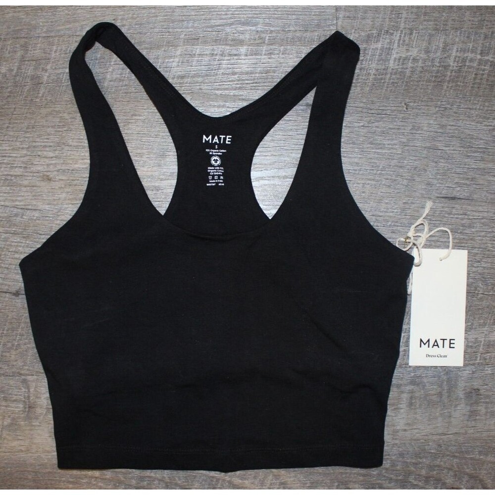 MATE THE LABEL ORGANIC STRETCH RACERBACK‎ TANK BLACK NEW $68